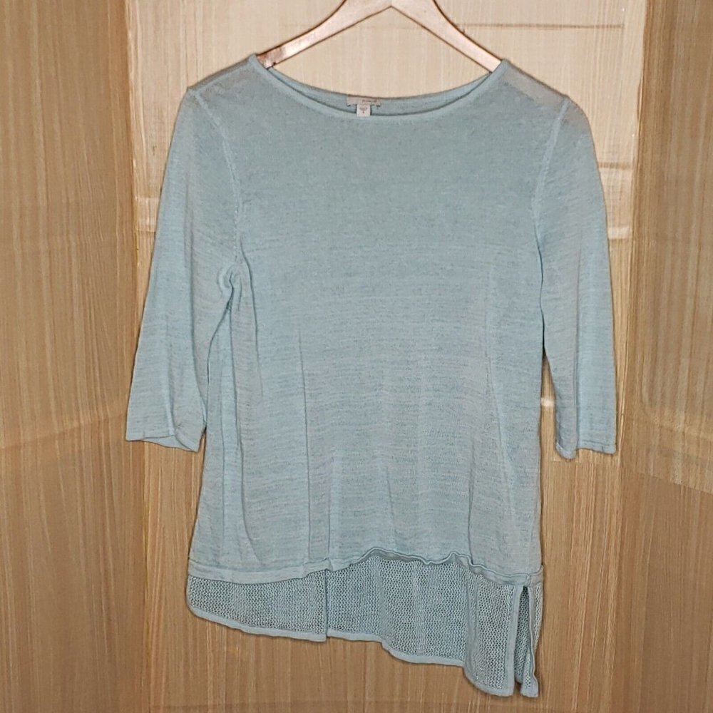 J. Jill Womens Green Lightweight Linen Blend Sweater Medium